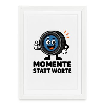 Moments instead of words – comic lens with thumb - Framed poster (27 × 37 cm) - white - Front