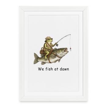Nous pêchons chez Dawn Frog Angler - Affiche encadrée (27 × 37 cm) - blanc - Devant