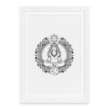 Boho Yoga Mandala - Sun Moon Meditation - Framed poster (27 × 37 cm) - white - Front