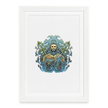 Dessin du trident du dieu de la mer Poséidon - Affiche encadrée (27 × 37 cm) - blanc - Devant