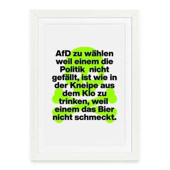 AFD WÄHLEN IST EKELIG, SKULL GRÜN, NO NZS NO AFD - Gerahmtes Poster (27 × 37 cm) - Weiß - Vorne