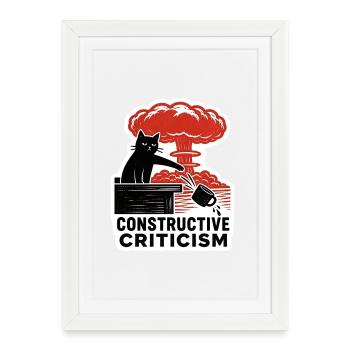 Linocut Cat Nuclear Explosion Coffee Mug - Framed poster (27 × 37 cm) - white - Front