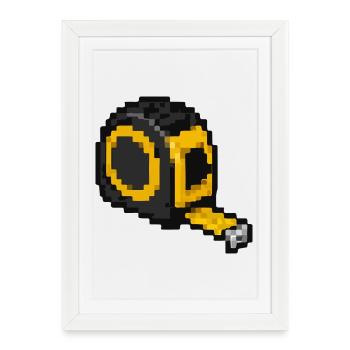 Pixels du ruban à mesurer - Affiche encadrée (27 × 37 cm) - blanc - Devant