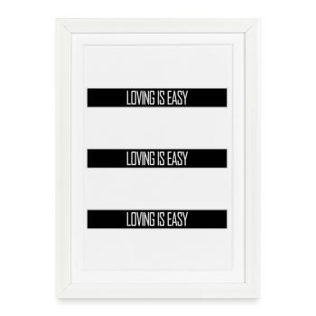 Aimer est facile Logo romantique inspirant - Affiche encadrée (27 × 37 cm) - blanc - Devant