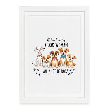 Design dalmate, beagle, boxer, JRT et Chihuahua - Affiche encadrée (27 × 37 cm) - blanc - Devant