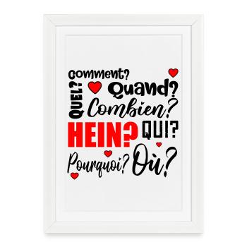 mots interrogatifs - français - Affiche encadrée (27 × 37 cm) - blanc - Devant