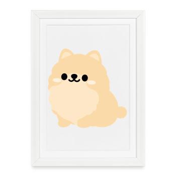 Petit poméranien pastel - Affiche encadrée (27 × 37 cm) - blanc - Devant
