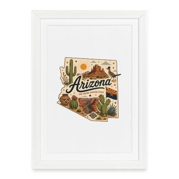 Vintage Arizona Grand Canyon State Art Sticker - Framed poster (27 × 37 cm) - white - Front