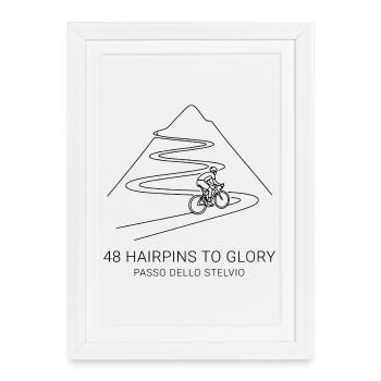 Stelvio Pass Minimalist Bike Art - Framed poster (27 × 37 cm) - white - Front