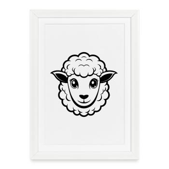 Cute sheep face - Framed poster (27 × 37 cm) - white - Front