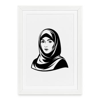 Femme Hijab - Affiche encadrée (27 × 37 cm) - blanc - Devant