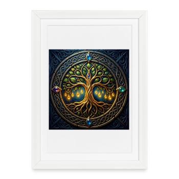 Arbre mystique aux bijoux et nœuds - Affiche encadrée (27 × 37 cm) - blanc - Devant