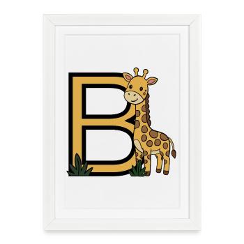 Girafe Lettre B majuscule - Affiche encadrée (27 × 37 cm) - blanc - Devant