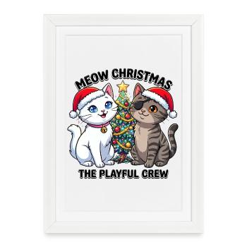 Cats Meow Christmas Tree - Framed poster (27 × 37 cm) - white - Front