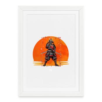 Samurai Sentinel in Crimson Armor - Framed poster (27 × 37 cm) - white - Front