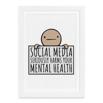 Les réseaux sociaux nuisent sérieusement à la santé mentale selon les affirmations - Affiche encadrée (27 × 37 cm) - blanc - Devant