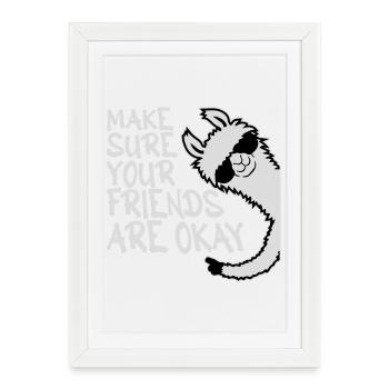 Make Sure Your Friends Are Okay Llama Sunglasses - Framed poster (27 × 37 cm) - white - Front
