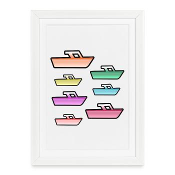 Bateaux à moteur - Affiche encadrée (27 × 37 cm) - blanc - Devant