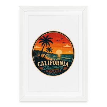 Graphique vintage California Dreaming - Affiche encadrée (27 × 37 cm) - blanc - Devant