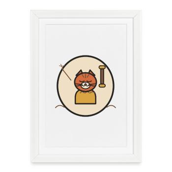 Insigne du Cercle du Chat Endormi - Affiche encadrée (27 × 37 cm) - blanc - Devant