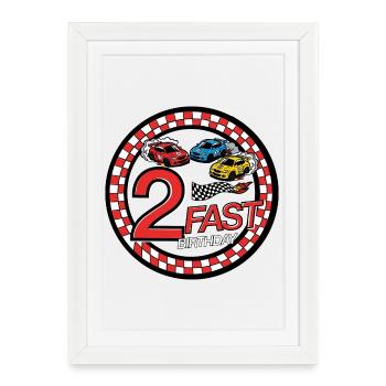 2 Voiture de course presque anniversaire - Affiche encadrée (27 × 37 cm) - blanc - Devant