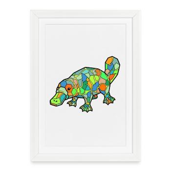 Style arc-en-ciel en mosaïque d’ornithorynque - Affiche encadrée (27 × 37 cm) - blanc - Devant