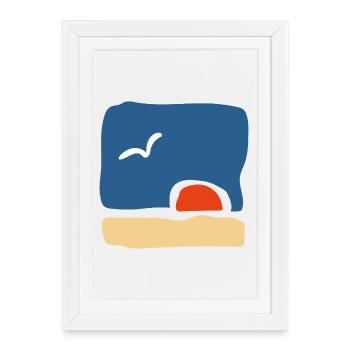 Bird at Sunset – Minimalist Art - Framed poster (27 × 37 cm) - white - Front