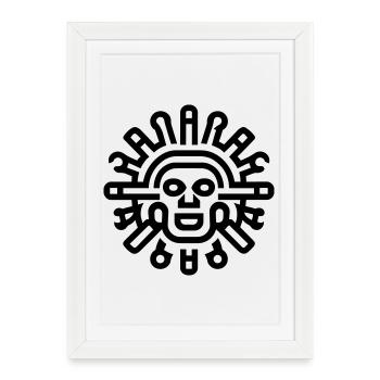 soleil aztèque  - Affiche encadrée (27 × 37 cm) - blanc - Devant