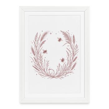 Couronne de grains avec des abeilles - Affiche encadrée (27 × 37 cm) - blanc - Devant