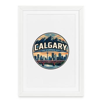 Retro Calgary Peace Bridge Travel Badge - Framed poster (27 × 37 cm) - white - Front