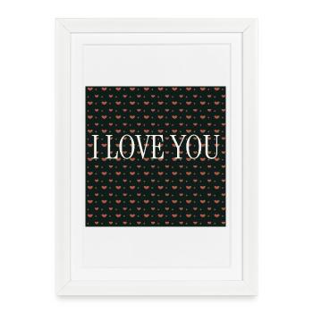 I Love You – Repeated Hearts Pattern - Framed poster (27 × 37 cm) - white - Front