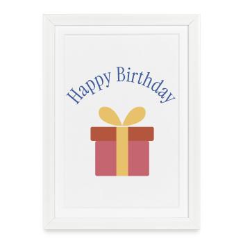 HAPPY BIRTHDAY. HAPPY BIRTHDAY. ANNIVERSARY. - Framed poster (27 × 37 cm) - white - Front