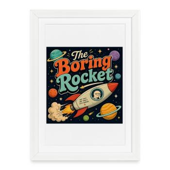 La fusée ennuyeuse – Voyage spatial rétro - Affiche encadrée (27 × 37 cm) - blanc - Devant