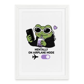 Lunettes de soleil esthétiques Gen Z Frog Boba Kawaii Drôle - Affiche encadrée (27 × 37 cm) - blanc - Devant