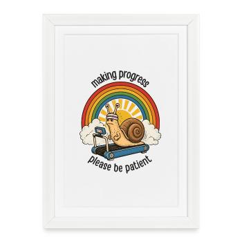 Patient snail on treadmill - Framed poster (27 × 37 cm) - white - Front