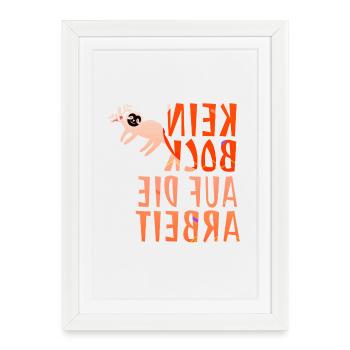 Écriture miroir drôle « Kein Bock auf die Arbeit » - Affiche encadrée (27 × 37 cm) - blanc - Devant