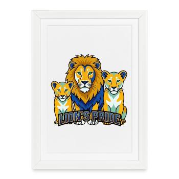 Mascotte sportive de Lion Pride Vector - Affiche encadrée (27 × 37 cm) - blanc - Devant