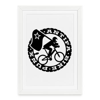 Antifa vélo Punks - Affiche encadrée (27 × 37 cm) - blanc - Devant