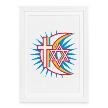 trois religions - Affiche encadrée (27 × 37 cm) - blanc - Devant