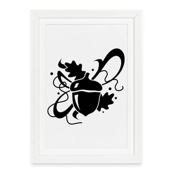 Acorn with oak leaves - Framed poster (27 × 37 cm) - white - Front