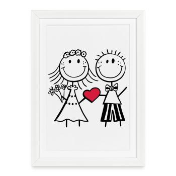 mariée et le marié Épris - mariage - coeur - cadeau - Affiche encadrée (27 × 37 cm) - blanc - Devant