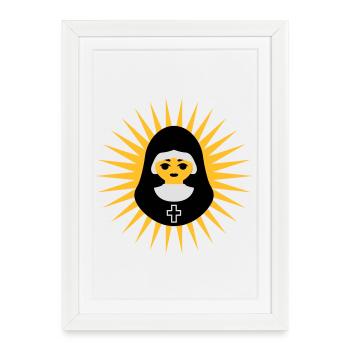 Nonne | Nun | Christ | Star - Affiche encadrée (27 × 37 cm) - blanc - Devant