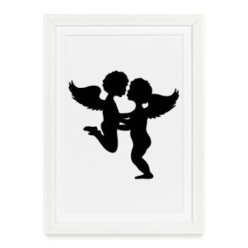 Deux anges baiser - Affiche encadrée (27 × 37 cm) - blanc - Devant