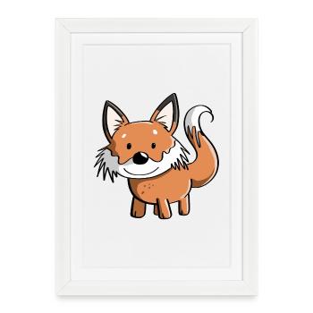 Renard - Renards - Renard roux - Prédateur - Sauvage - Affiche encadrée (27 × 37 cm) - blanc - Devant