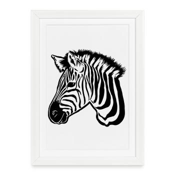 zèbre noir - Affiche encadrée (27 × 37 cm) - blanc - Devant