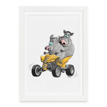 Drôles de coureurs quad - Affiche encadrée (27 × 37 cm) - blanc - Devant