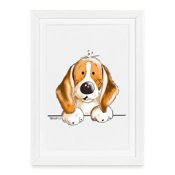 Mignon Beagle - Affiche encadrée (27 × 37 cm) - blanc - Devant