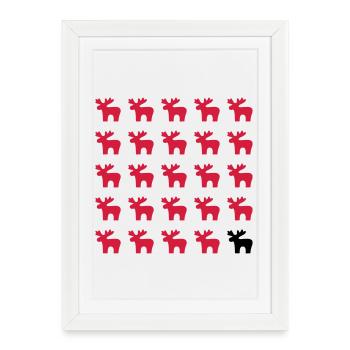 Moose Moose Pattern I Christmas - Framed poster (27 × 37 cm) - white - Front
