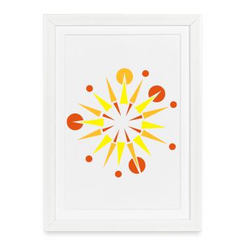 Étoile avec des rayons et des boules - Affiche encadrée (27 × 37 cm) - blanc - Devant