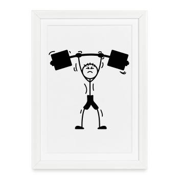 Weight training weightlifter logo, emblem - Framed poster (27 × 37 cm) - white - Front